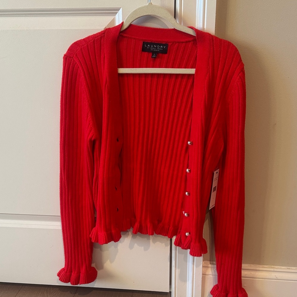 NWT Laundry By Shelli Segal Vibrant Red Cardigan - Size Large